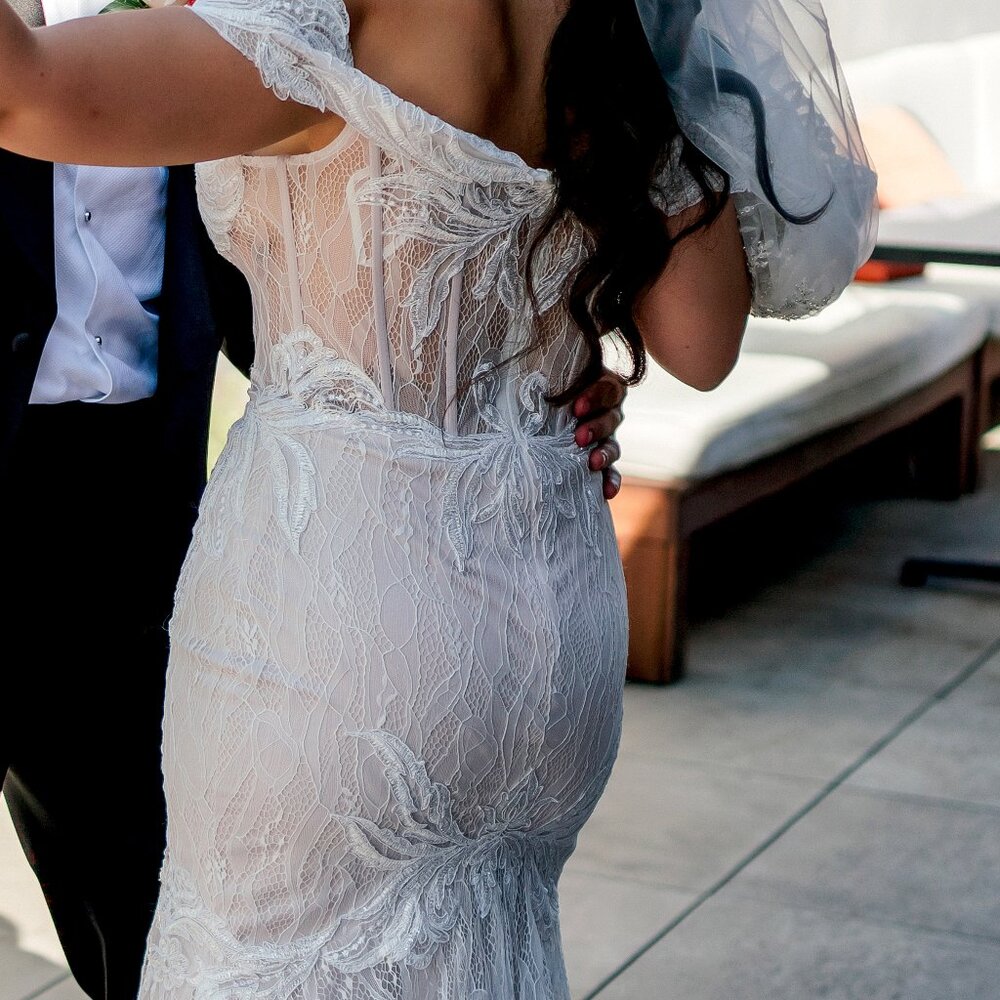 Andrea and Leo Couture Off Shoulder Wedding Lace Gown 👰‍♀️ - Picture 8 of 13